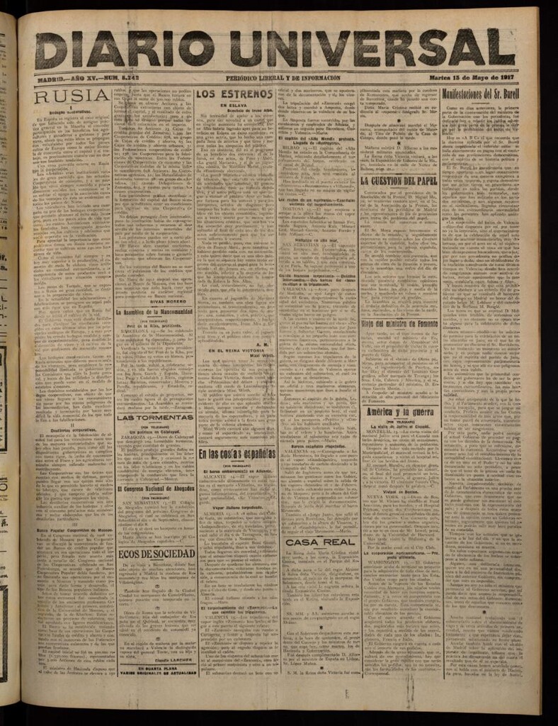 Miniatura de Diario Universal del 15 de mayo de 1917