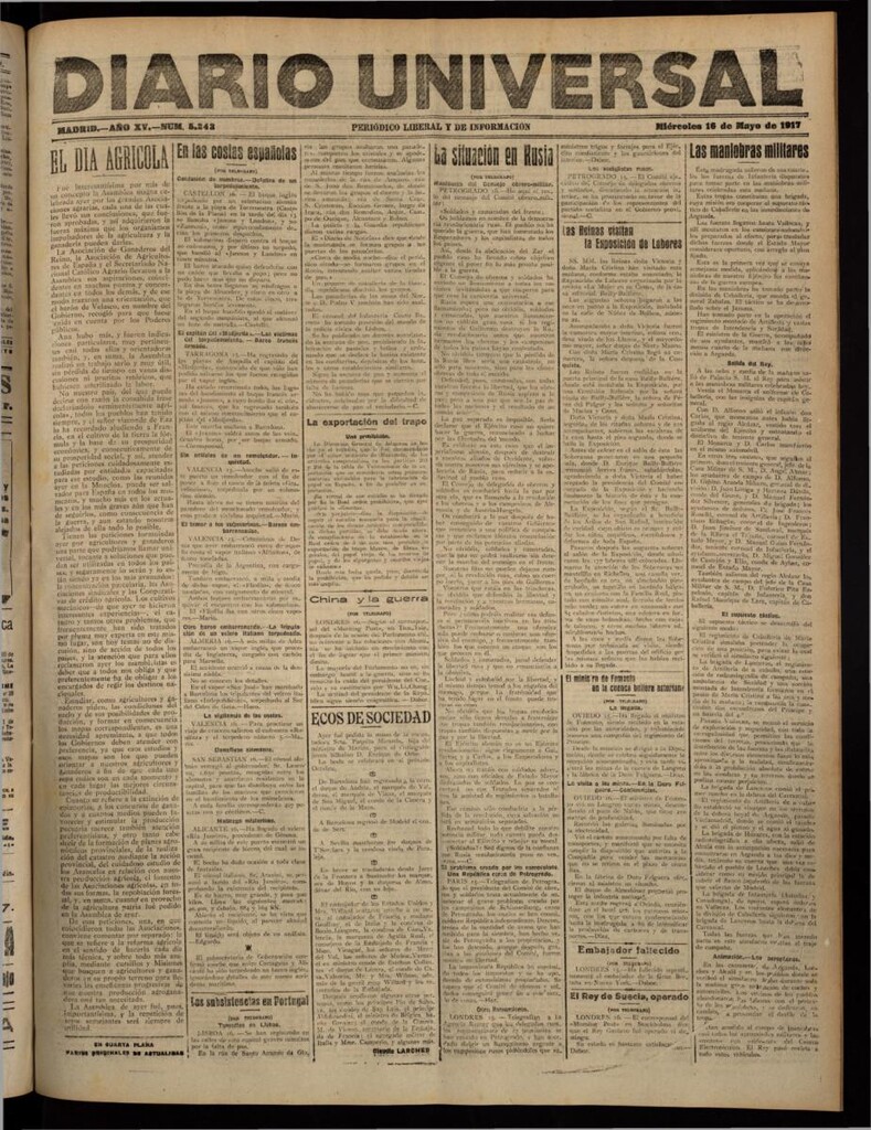 Miniatura de Diario Universal del 16 de mayo de 1917