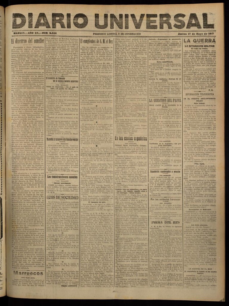 Miniatura de Diario Universal del 17 de mayo de 1917