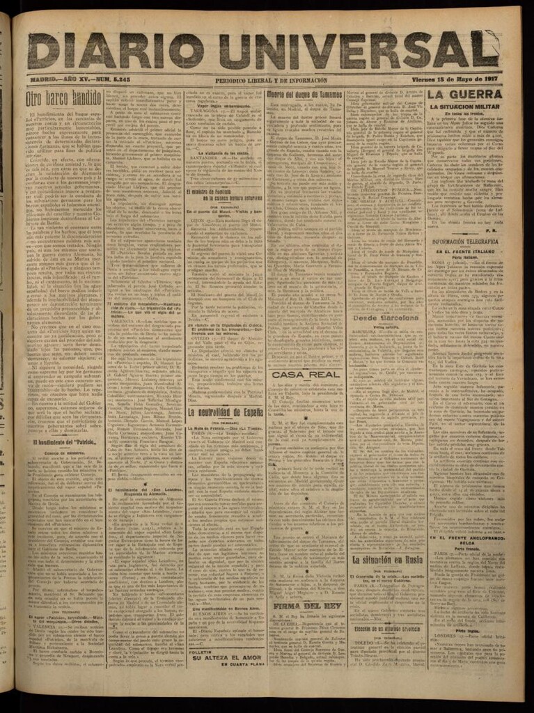 Miniatura de Diario Universal del 18 de mayo de 1917