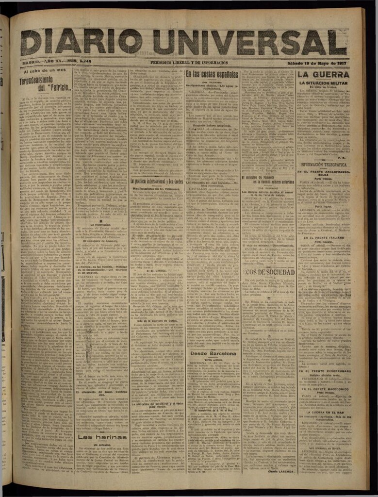 Miniatura de Diario Universal del 19 de mayo de 1917