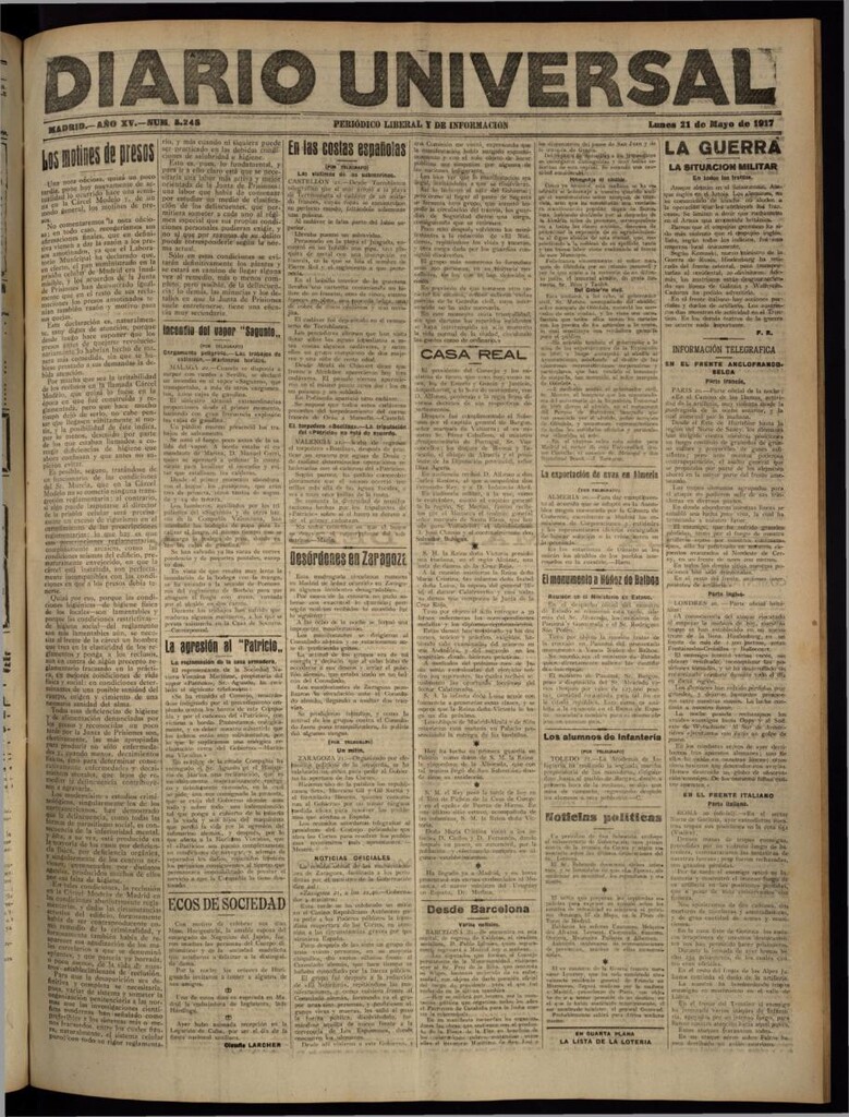Miniatura de Diario Universal del 21 de mayo de 1917