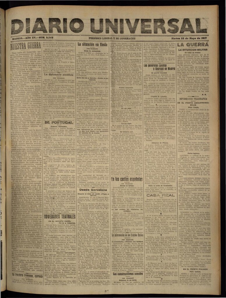 Miniatura de Diario Universal del 22 de mayo de 1917