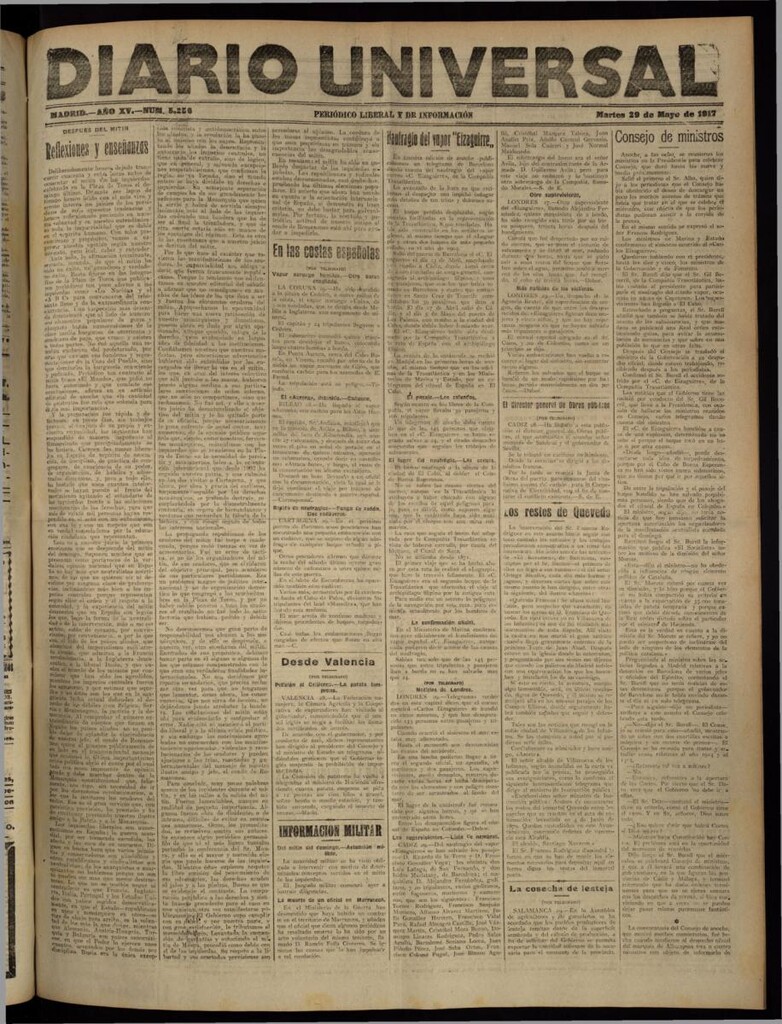 Miniatura de Diario Universal del 29 de mayo de 1917