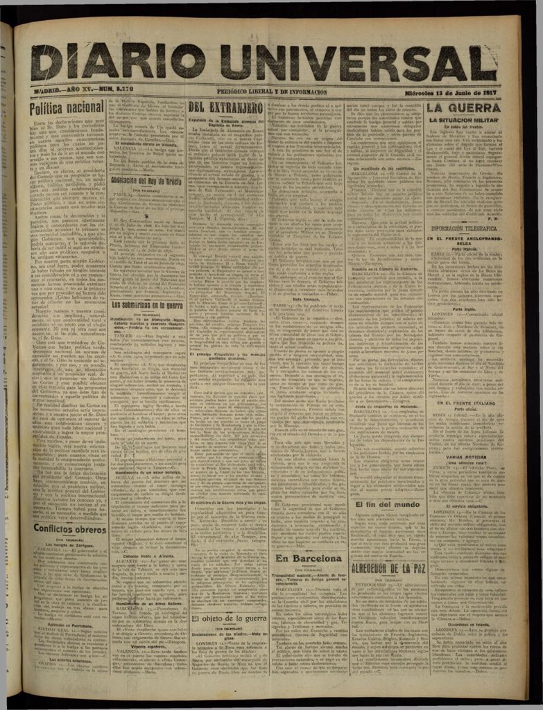 Miniatura de Diario Universal del 13 de junio de 1917