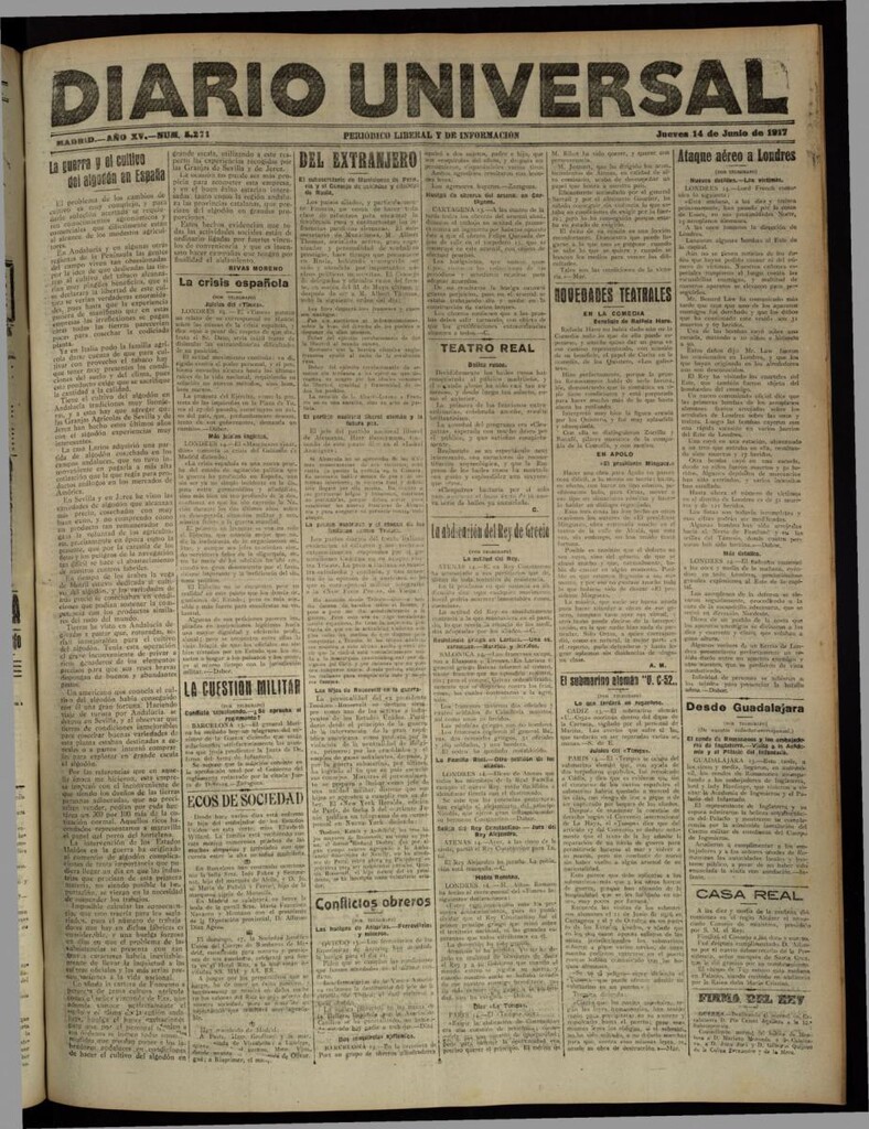 Miniatura de Diario Universal del 14 de junio de 1917
