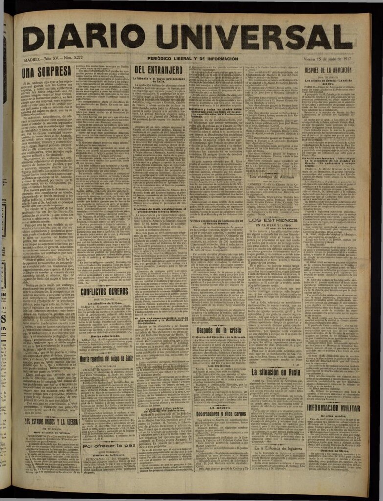 Miniatura de Diario Universal del 15 de junio de 1917