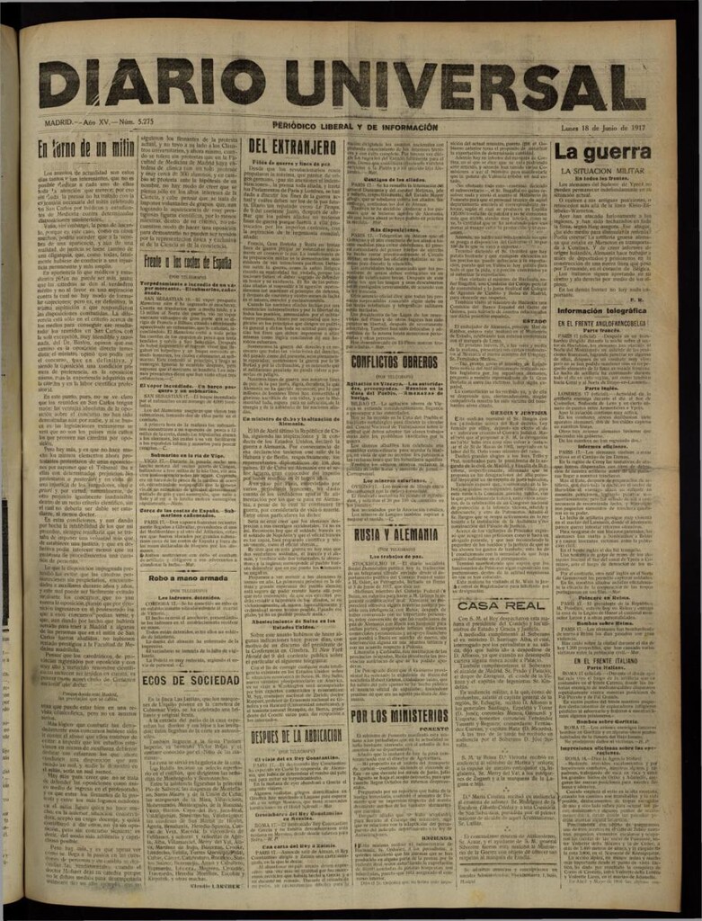 Miniatura de Diario Universal del 18 de junio de 1917