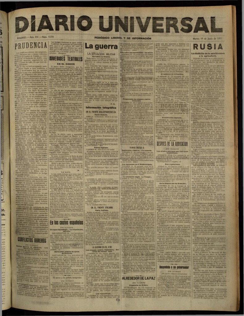 Miniatura de Diario Universal del 19 de junio de 1917