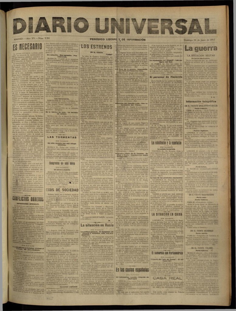 Miniatura de Diario Universal del 24 de junio de 1917