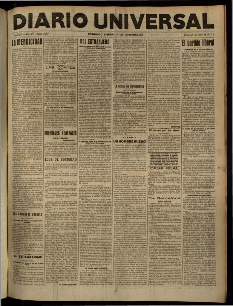 Miniatura de Diario Universal del 28 de junio de 1917