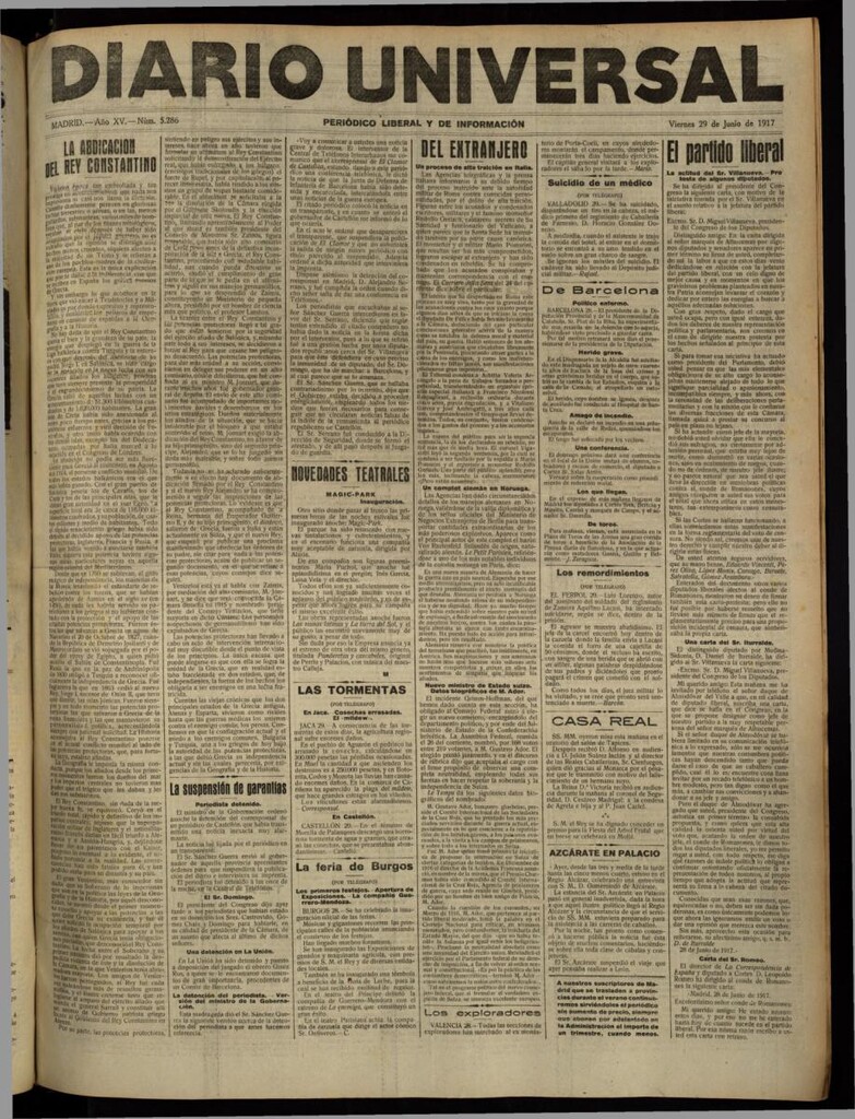 Miniatura de Diario Universal del 29 de junio de 1917