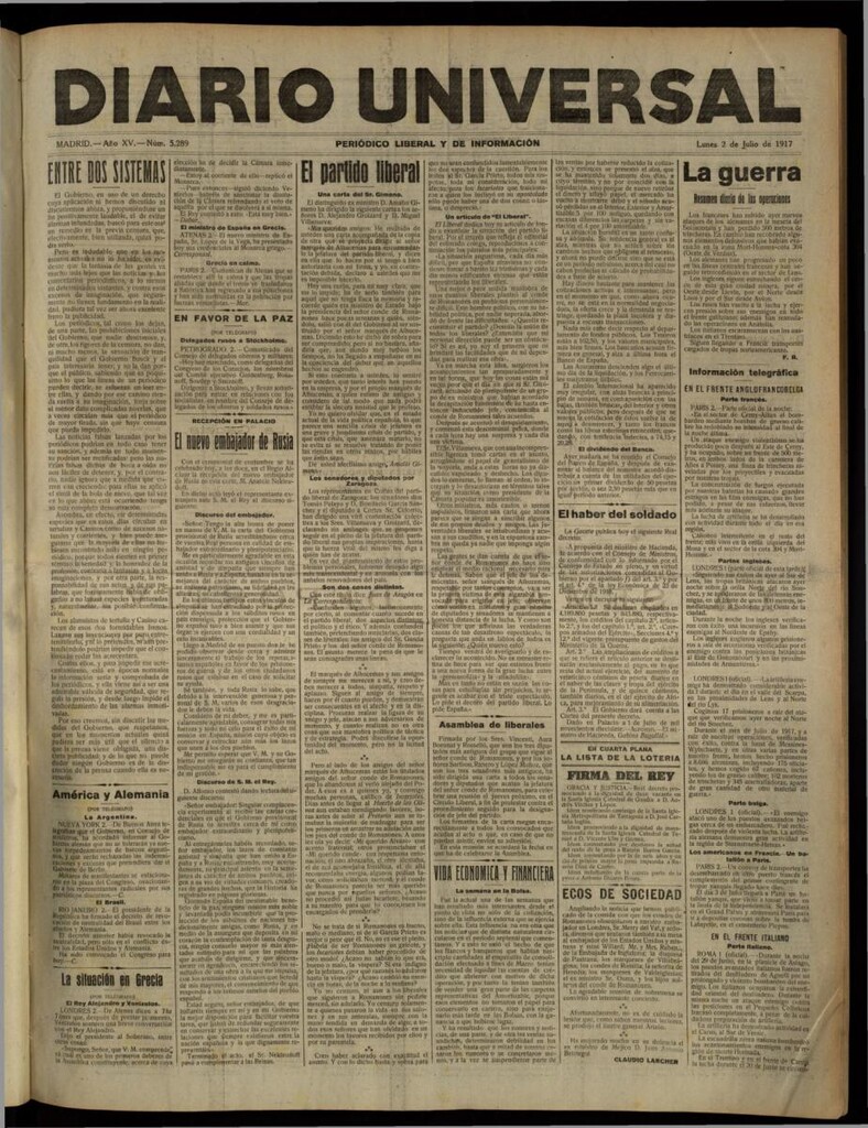 Miniatura de Diario Universal del 2 de julio de 1917