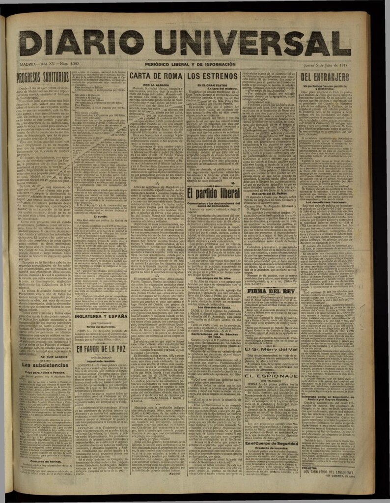 Miniatura de Diario Universal del 5 de julio de 1917