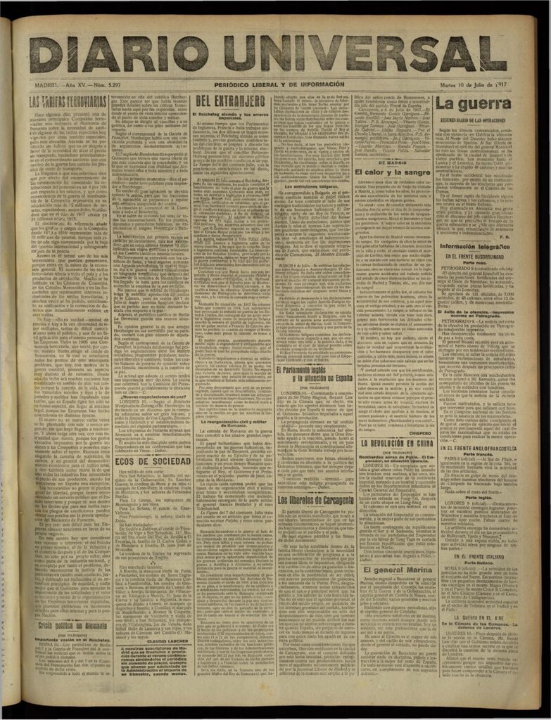 Miniatura de Diario Universal del 10 de julio de 1917