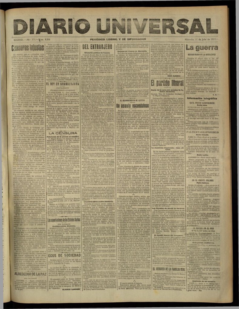 Miniatura de Diario Universal del 11 de julio de 1917