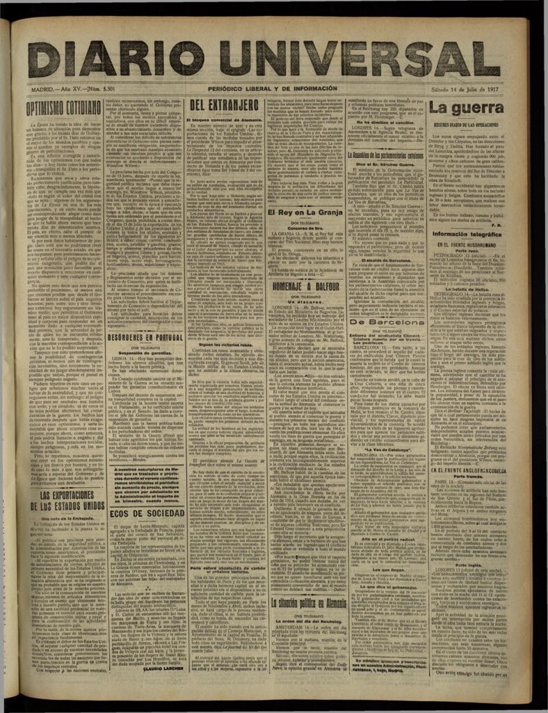 Miniatura de Diario Universal del 14 de julio de 1917