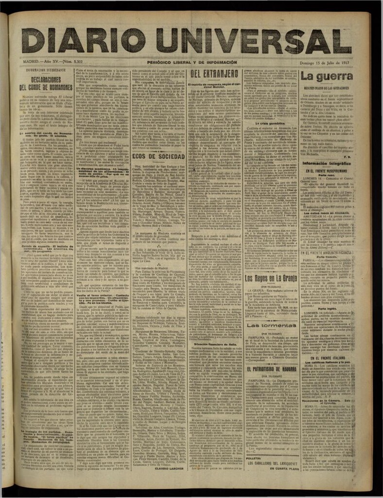 Miniatura de Diario Universal del 15 de julio de 1917