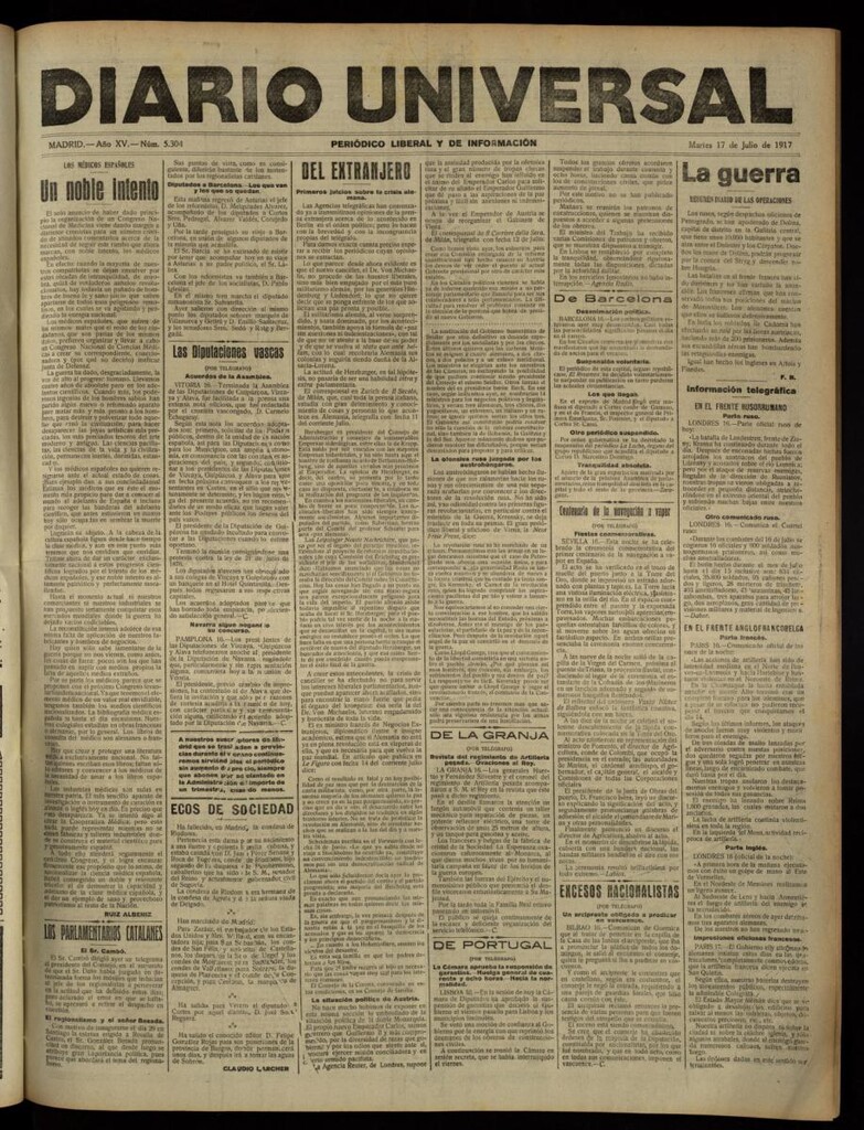 Miniatura de Diario Universal del 17 de julio de 1917