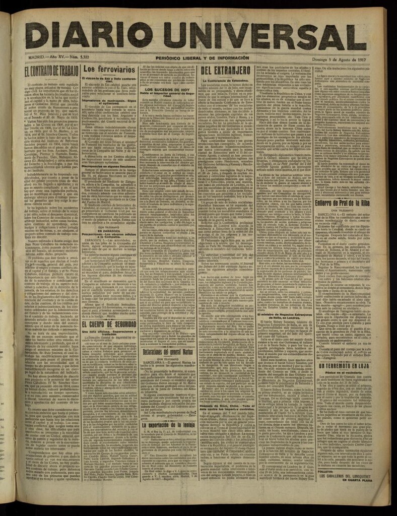 Miniatura de Diario Universal del 5 de agosto de 1917
