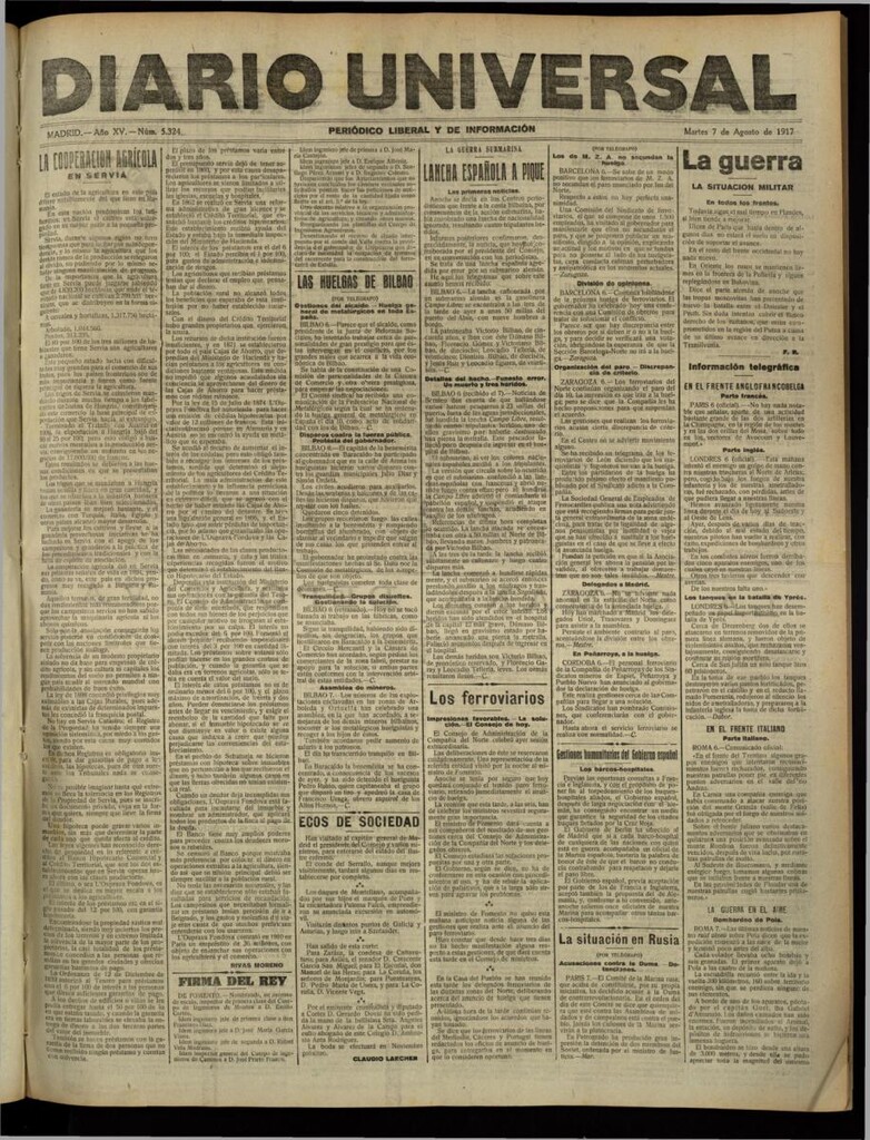 Miniatura de Diario Universal del 7 de agosto de 1917