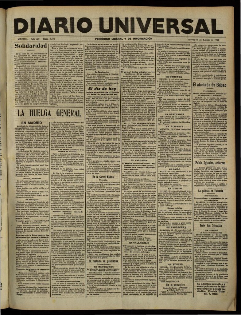 Miniatura de Diario Universal del 16 de agosto de 1917