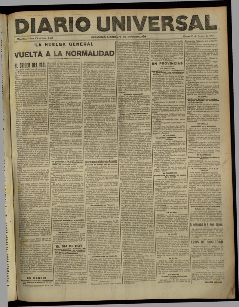 Miniatura de Diario Universal del 17 de agosto de 1917