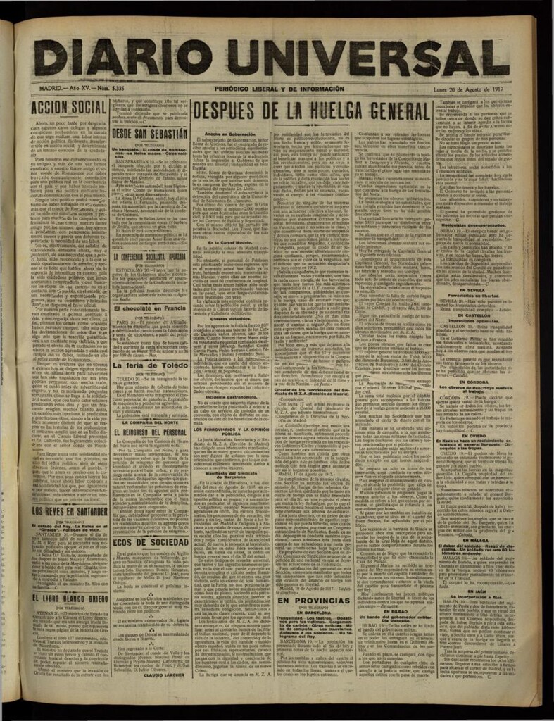 Miniatura de Diario Universal del 20 de agosto de 1917