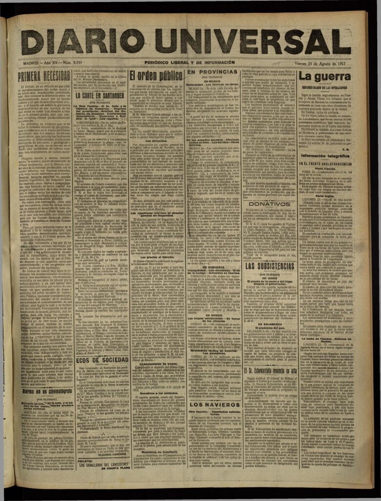 Miniatura de Diario Universal del 24 de agosto de 1917