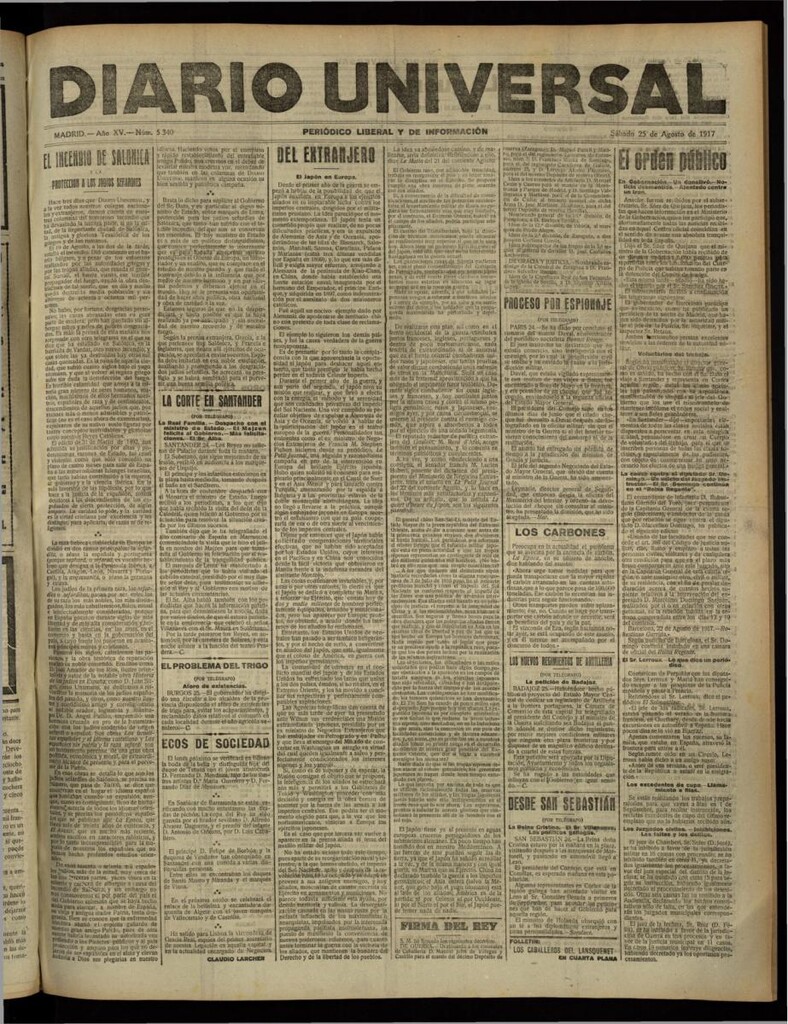 Miniatura de Diario Universal del 25 de agosto de 1917