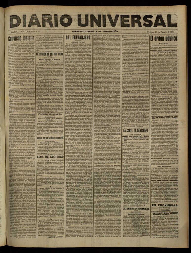 Miniatura de Diario Universal del 26 de agosto de 1917