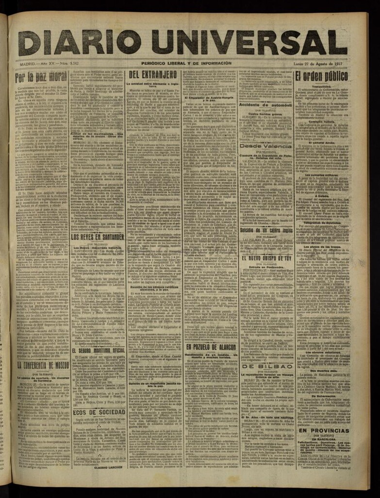 Miniatura de Diario Universal del 27 de agosto de 1917
