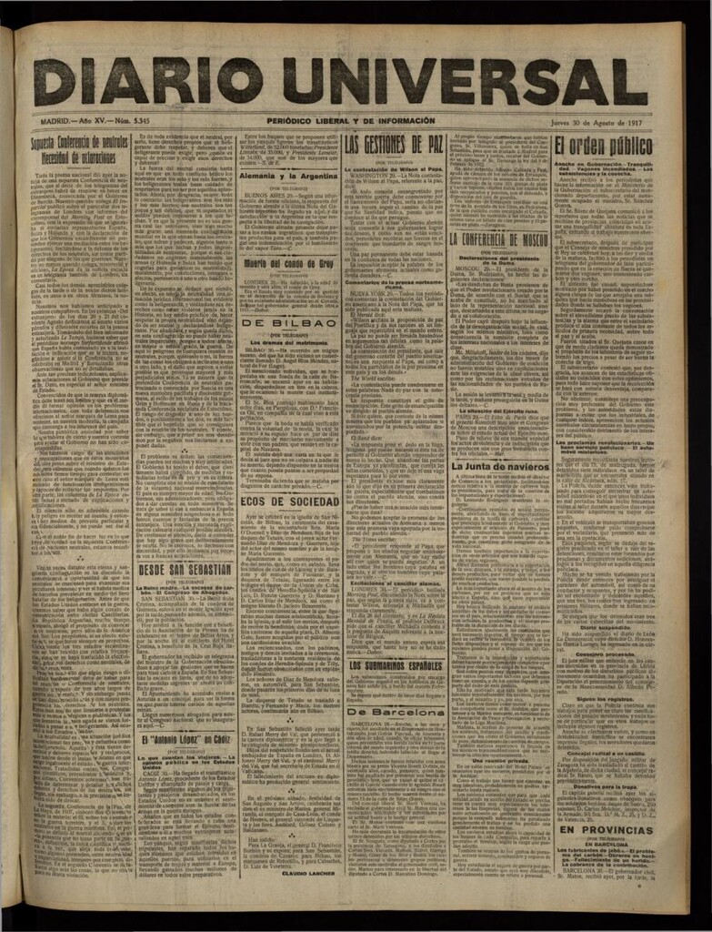 Miniatura de Diario Universal del 30 de agosto de 1917