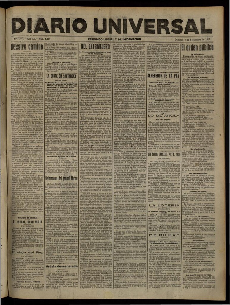 Miniatura de Diario Universal del 2 de septiembre de 1917