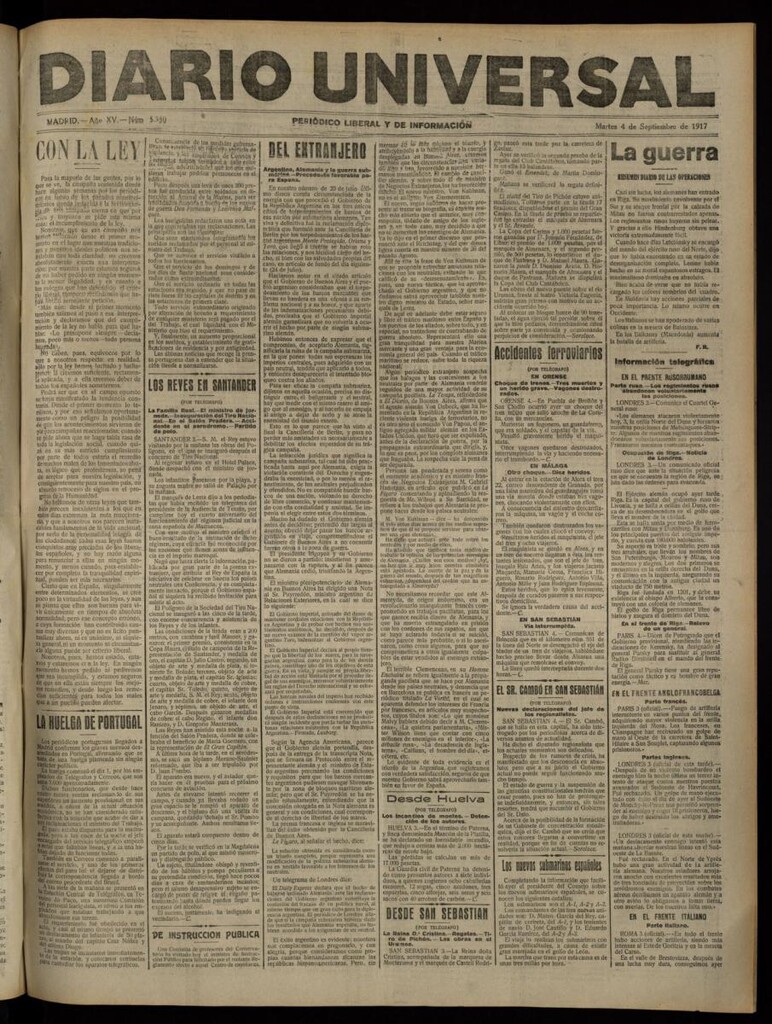 Miniatura de Diario Universal del 4 de septiembre de 1917