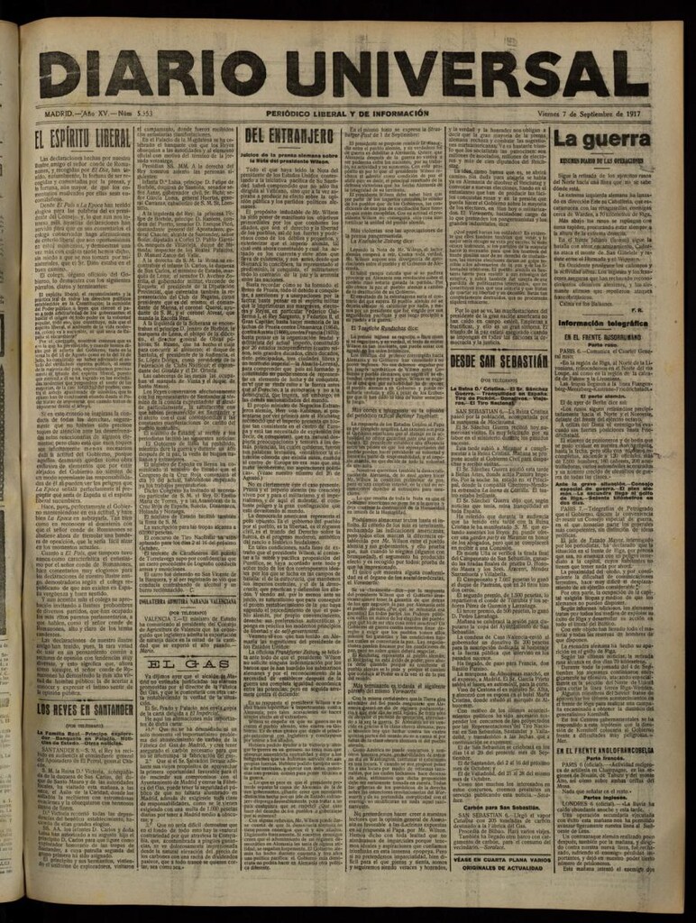 Miniatura de Diario Universal del 7 de septiembre de 1917