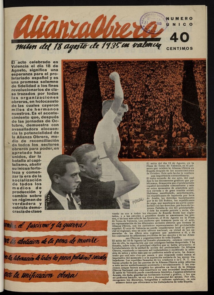 Miniatura de Alianza Obrera del 18 de agosto de 1935