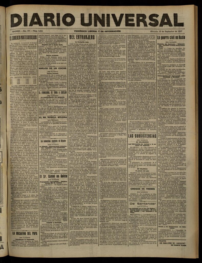Miniatura de Diario Universal del 12 de septiembre de 1917