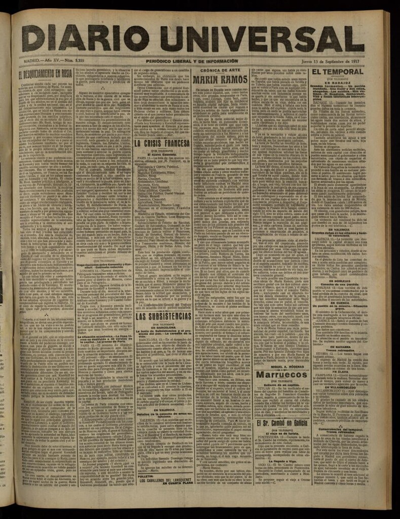 Miniatura de Diario Universal del 13 de septiembre de 1917
