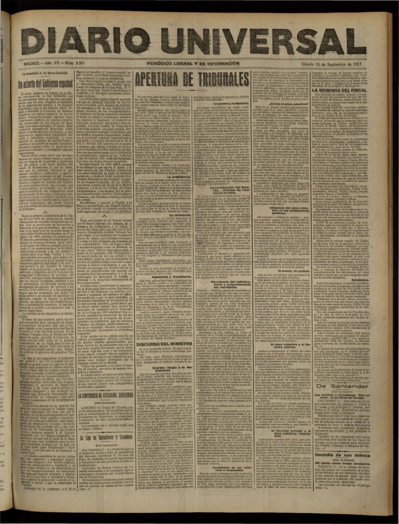 Miniatura de Diario Universal del 15 de septiembre de 1917