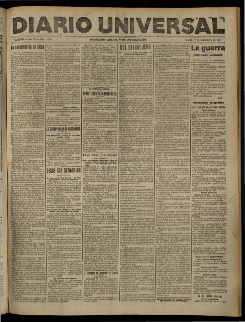 Miniatura de Diario Universal del 17 de septiembre de 1917