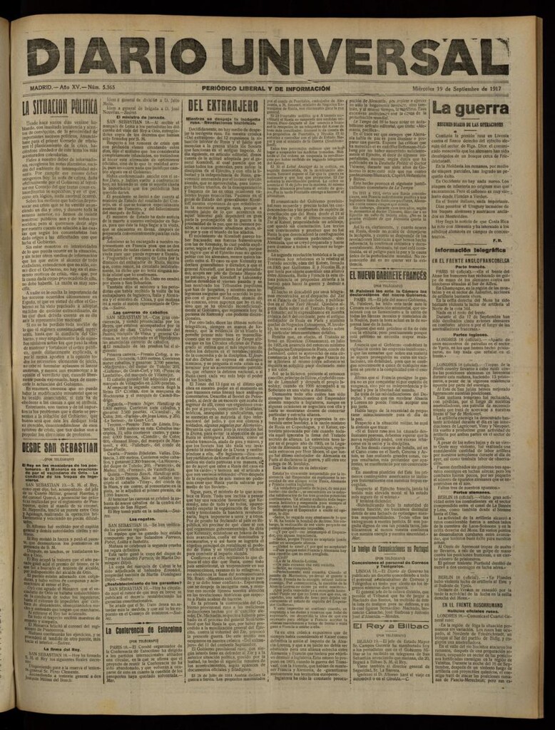 Miniatura de Diario Universal del 19 de septiembre de 1917