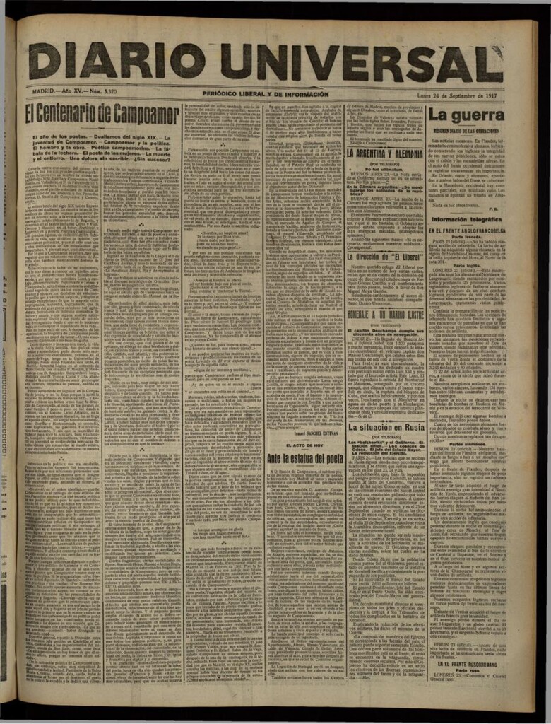 Miniatura de Diario Universal del 24 de septiembre de 1917