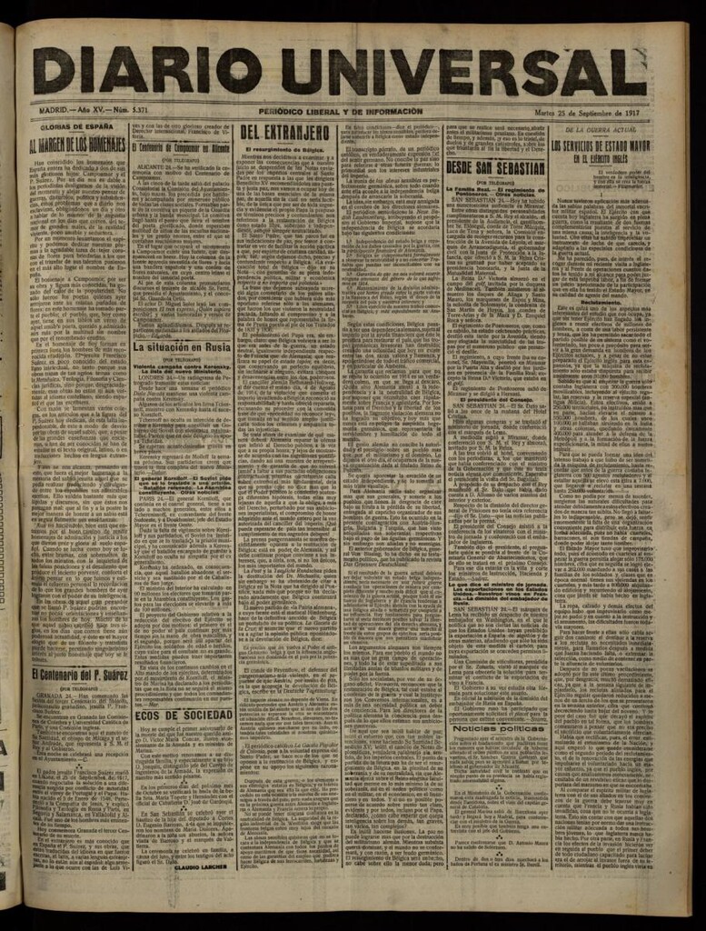 Miniatura de Diario Universal del 25 de septiembre de 1917