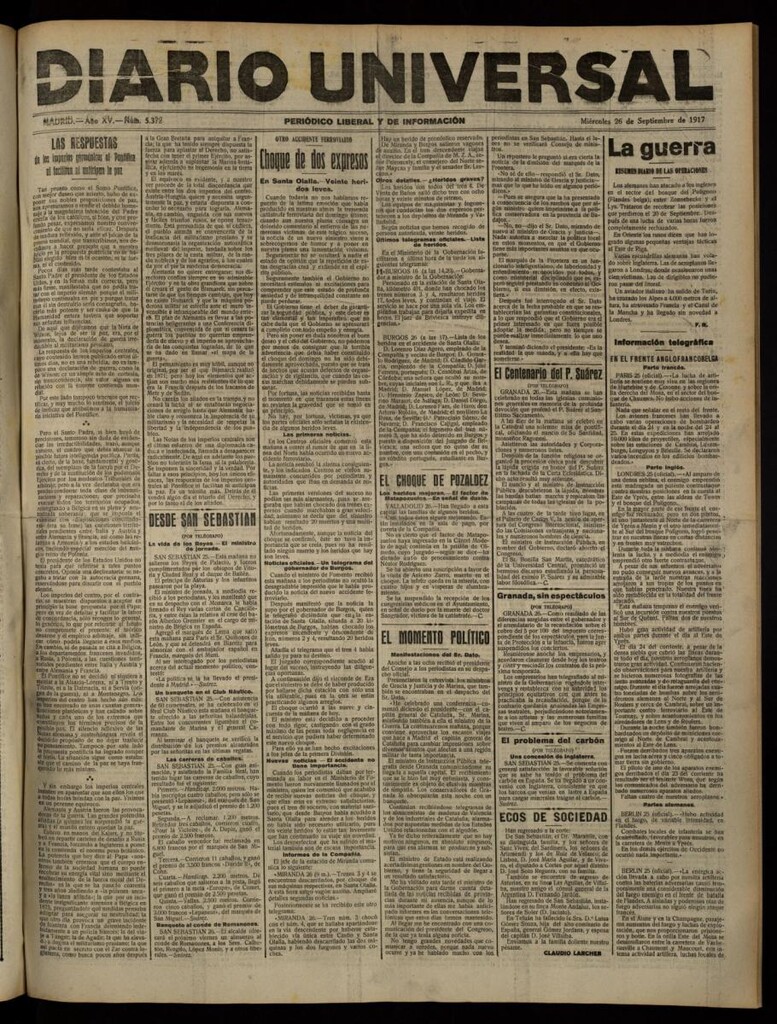 Miniatura de Diario Universal del 26 de septiembre de 1917
