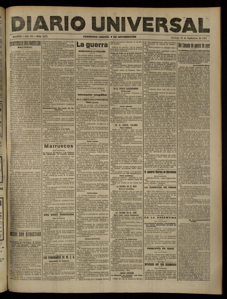 Miniatura de Diario Universal del 30 de septiembre de 1917