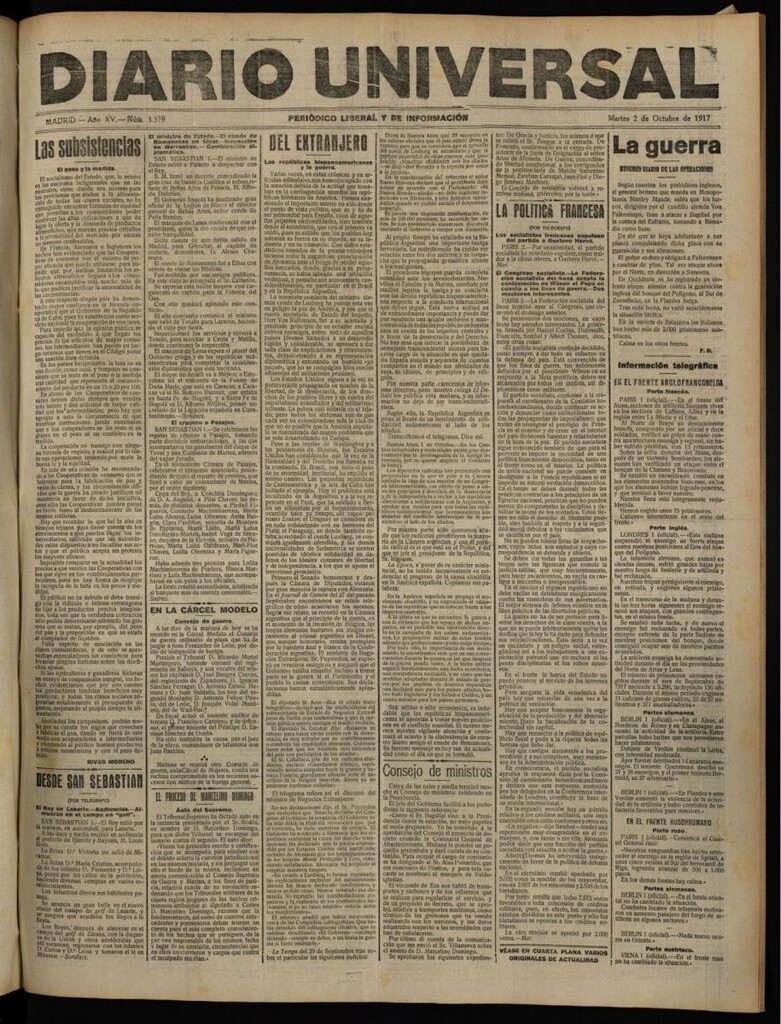 Miniatura de Diario Universal del 2 de octubre de 1917