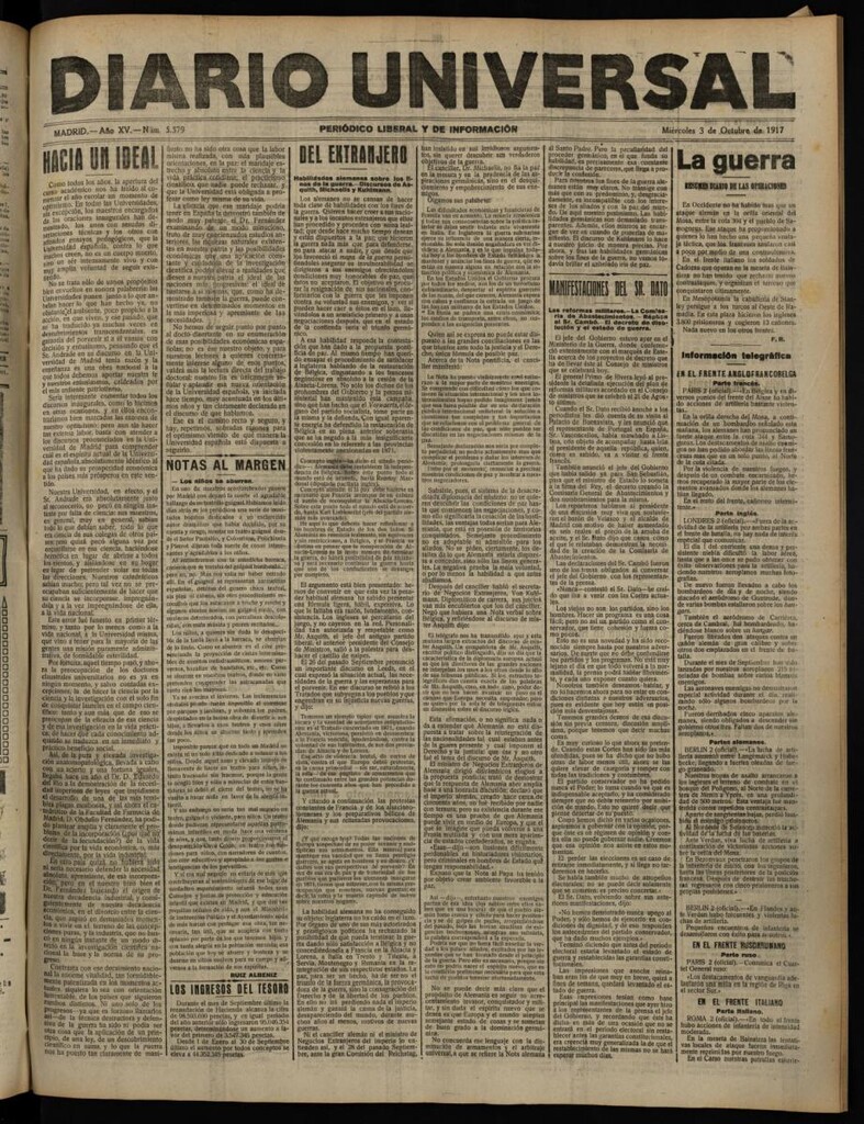 Miniatura de Diario Universal del 3 de octubre de 1917