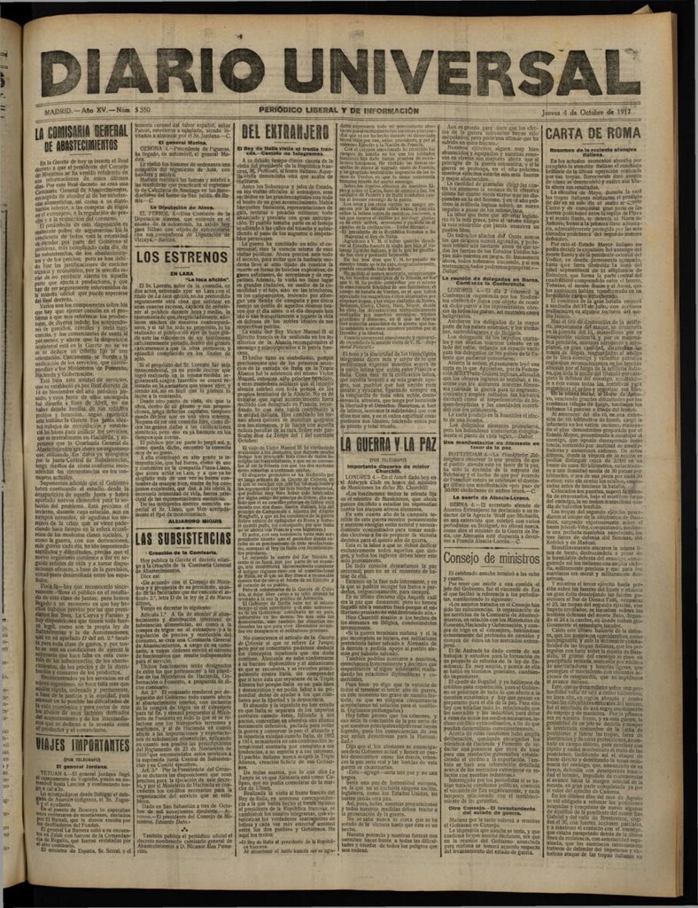 Miniatura de Diario Universal del 4 de octubre de 1917
