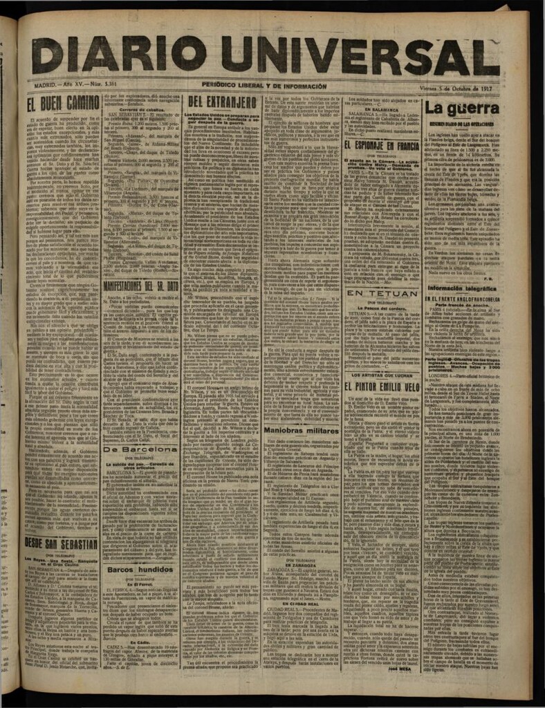 Miniatura de Diario Universal del 5 de octubre de 1917